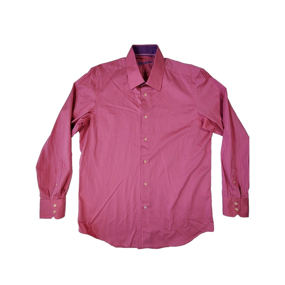 Robert Graham Dress Shirt‎ L Pink Stripe Long Sleeve Button Up